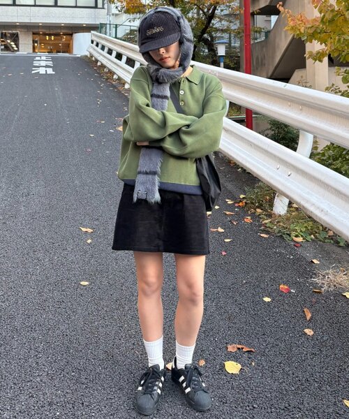 CIAOPANIC TYPY(チャオパニックティピー)の「裾リブ配色ニットポロ(ニット/セーター・レディース・グリーン/グレー/ブラウン・MEDIUM/LARGE)」の10枚目の写真