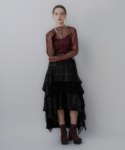 HARE(ハレ)の「シアープリーツトップス(HARE)(Tシャツ/カットソー・レディース・グリーン/レッド/ブラック/ライトブルー/ブルー/イエロー・FREE)」の9枚目の写真