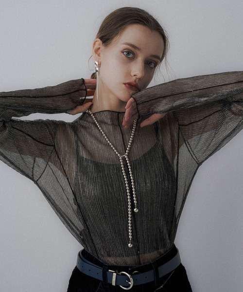 HARE(ハレ)の「シアープリーツトップス(HARE)(Tシャツ/カットソー・レディース・グリーン/レッド/ブラック/ライトブルー/ブルー/イエロー・FREE)」の17枚目の写真