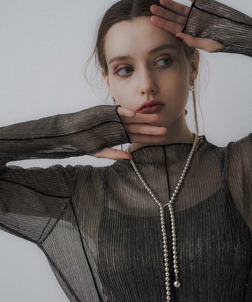 HARE(ハレ)の「シアープリーツトップス(HARE)(Tシャツ/カットソー・レディース・グリーン/レッド/ブラック/ライトブルー/ブルー/イエロー・FREE)」の18枚目の写真