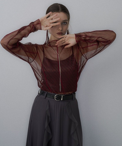 HARE(ハレ)の「シアープリーツトップス(HARE)(Tシャツ/カットソー・レディース・グリーン/レッド/ブラック/ライトブルー/ブルー/イエロー・FREE)」の22枚目の写真