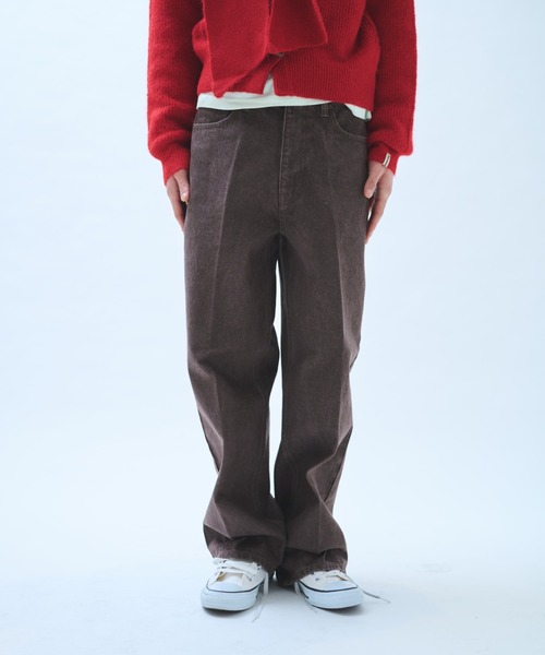 common gull products.（コモンガルプロダクツ）の「真ん中にある山のパンツ（デニムパンツ・レディース・インディゴブルー/ダークブラウン系・SMALL/MEDIUM/LARGE）」の2枚目の写真