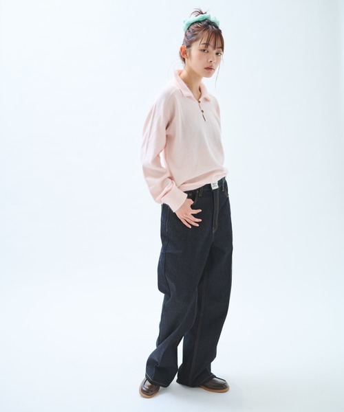 common gull products.（コモンガルプロダクツ）の「真ん中にある山のパンツ（デニムパンツ・レディース・インディゴブルー/ダークブラウン系・SMALL/MEDIUM/LARGE）」の4枚目の写真