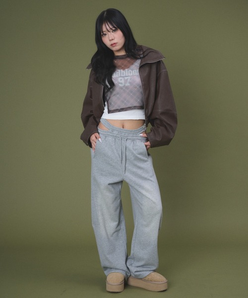dispark（ディスパーク）の「DISPARK/ウエストカットカーブスウェットパンツ（スウェットパンツ・レディース・杢グレー/スミクロ・FREE）」の11枚目の写真