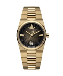 「Vivienne Westwood/ヴィヴィアン・ウエストウッド」ホクストン - レディース ブラック ダイヤル & ゴールド ブレスレット