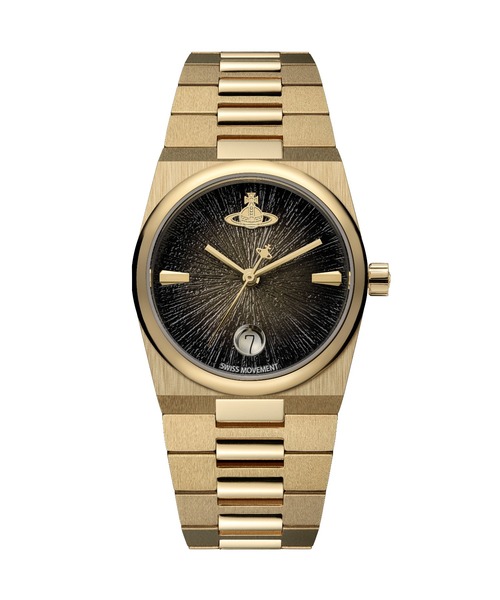 Vivienne Westwood(ヴィヴィアンウエストウッド)の「「Vivienne Westwood/ヴィヴィアン・ウエストウッド」ホクストン - レディース ブラック ダイヤル & ゴールド ブレスレット(アナログ腕時計・レディース・ゴールド・32mm)」の1枚目の写真