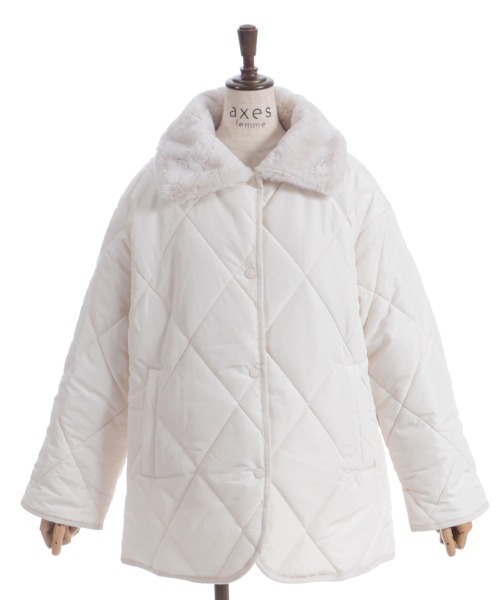 た*ら様 【雰囲気抜群】LOST CONTROL 中綿 ファー襟 キルティング セール】襟ファーキルトジャケット（その他アウター）｜axes femme
