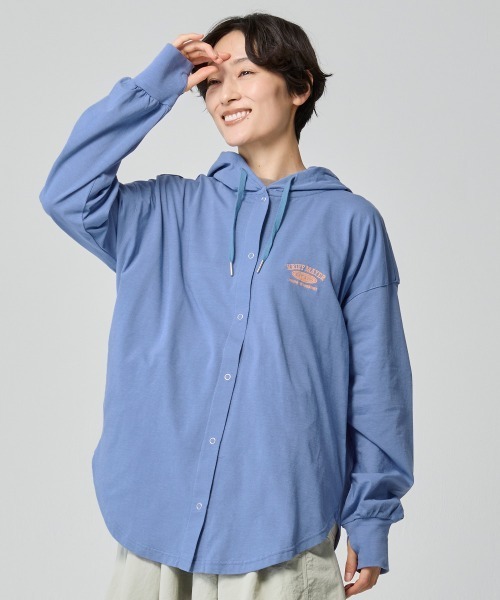 KRIFF MAYER Lady's Collection(クリフメイヤーレディースコレクション)の「【紫外線対策】UVカットさら釦パーカー(パーカー・レディース・ブラック/カラフル/ブルー/グレー・LARGE/MEDIUM)」の5枚目の写真