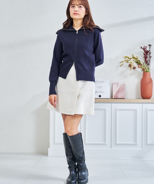 MISCH MASCH(ミッシュマッシュ)の「ZOZO限定 ダブルジップニットカーディガン(カーディガン/ボレロ・レディース・アイボリー/ネイビー・フリ-)」の7枚目の写真