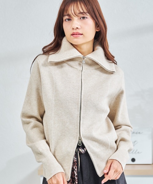 MISCH MASCH(ミッシュマッシュ)の「ZOZO限定 ダブルジップニットカーディガン(カーディガン/ボレロ・レディース・アイボリー/ネイビー・フリ-)」の9枚目の写真