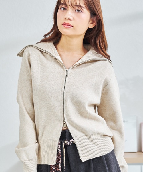 MISCH MASCH(ミッシュマッシュ)の「ZOZO限定 ダブルジップニットカーディガン(カーディガン/ボレロ・レディース・アイボリー/ネイビー・フリ-)」の10枚目の写真