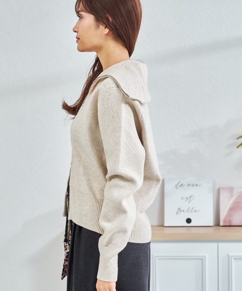 MISCH MASCH(ミッシュマッシュ)の「ZOZO限定 ダブルジップニットカーディガン(カーディガン/ボレロ・レディース・アイボリー/ネイビー・フリ-)」の14枚目の写真