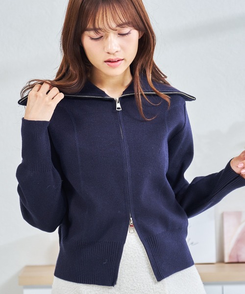 MISCH MASCH(ミッシュマッシュ)の「ZOZO限定 ダブルジップニットカーディガン(カーディガン/ボレロ・レディース・アイボリー/ネイビー・フリ-)」の16枚目の写真