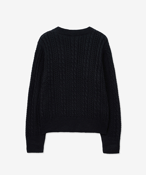 LADY VOLUME（レディーボリューム）の「TWIST CABLE PUNCHING ROUND KNIT_BLACK（ニット/セーター・レディース・その他・F）」の3枚目の写真
