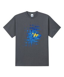 ウェーブフラワー半袖Tシャツグレー