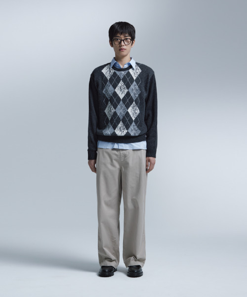 NONBLANK(ノンブランク)の「アーガイルパターンクルーネックニット_ダークグレー(ニット/セーター・メンズ・チャコール・LARGE/MEDIUM/X-LARGE)」の9枚目の写真