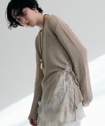 Trish | 鹿の子編み脇ドロストプルオーバー(ニット/セーター)