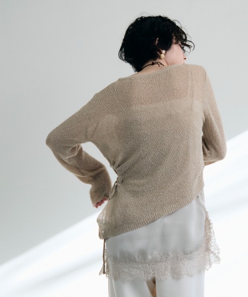 Trish（トリッシュ）の「鹿の子編み脇ドロストプルオーバー（ニット/セーター・レディース・ピンク/ベージュ・MEDIUM）」の18枚目の写真