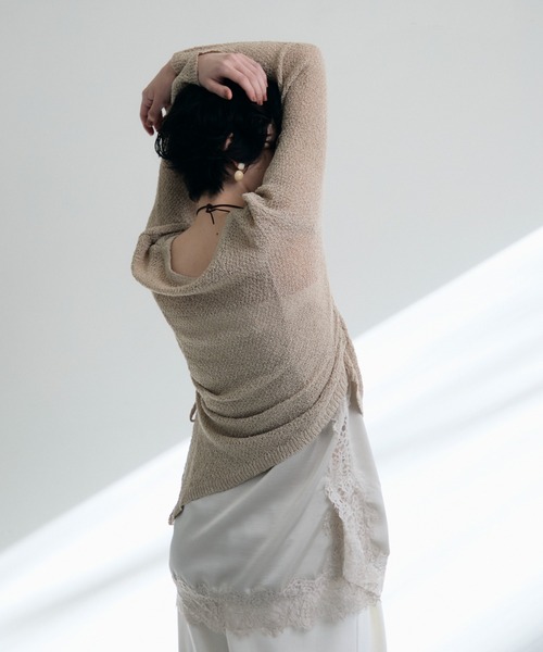 Trish（トリッシュ）の「鹿の子編み脇ドロストプルオーバー（ニット/セーター・レディース・ピンク/ベージュ・MEDIUM）」の20枚目の写真