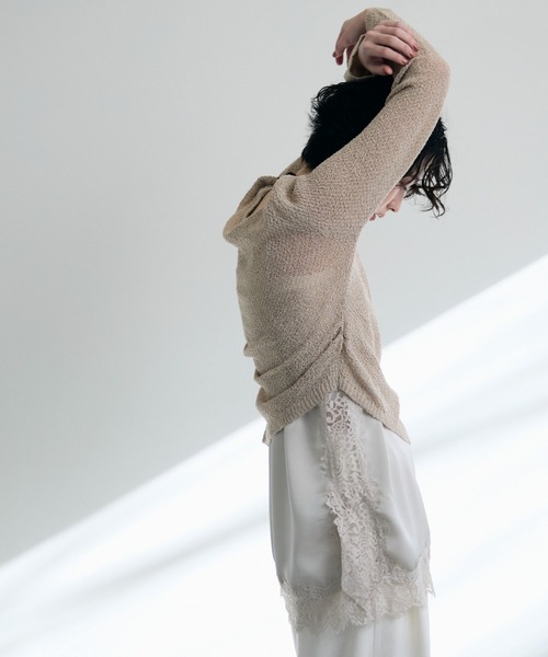 Trish（トリッシュ）の「鹿の子編み脇ドロストプルオーバー（ニット/セーター・レディース・ピンク/ベージュ・MEDIUM）」の21枚目の写真