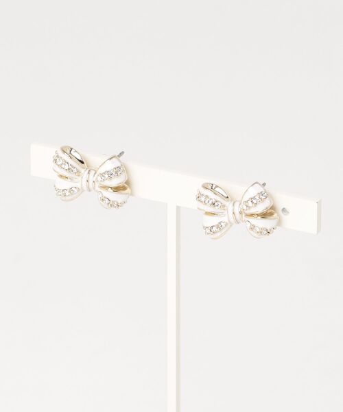 LANVIN en Bleu(ランバンオンブルー)の「リボンモチーフピアス(ピアス(両耳用)・レディース・ブラック/ホワイト・ONE SIZE)」の5枚目の写真