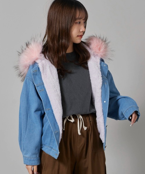 希少　ブルマリン　ファー付き　高級　上品　デニムジャケット 2025年最新】BLUMARINE レディース Gジャン・デニムジャケット