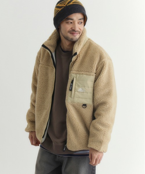 セール】【CAMP7】ボアフルジップスタンドネックブルゾン (ショート丈