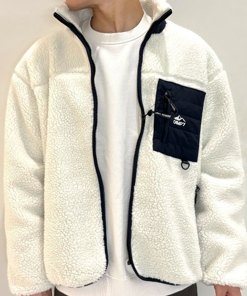 CAMP7(キャンプセブン)の「CAMP7(キャンプ7)【メンズ】ボアフルジップスタンドネックブルゾン(ブルゾン・メンズ・ベージュ/ダークグレー/ホワイト・L/XL/S/M)」の10枚目の写真