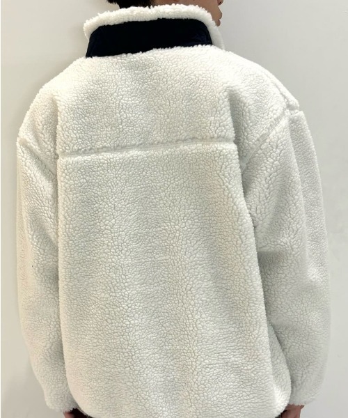 CAMP7(キャンプセブン)の「CAMP7(キャンプ7)【メンズ】ボアフルジップスタンドネックブルゾン(ブルゾン・メンズ・ベージュ/ダークグレー/ホワイト・L/XL/S/M)」の11枚目の写真
