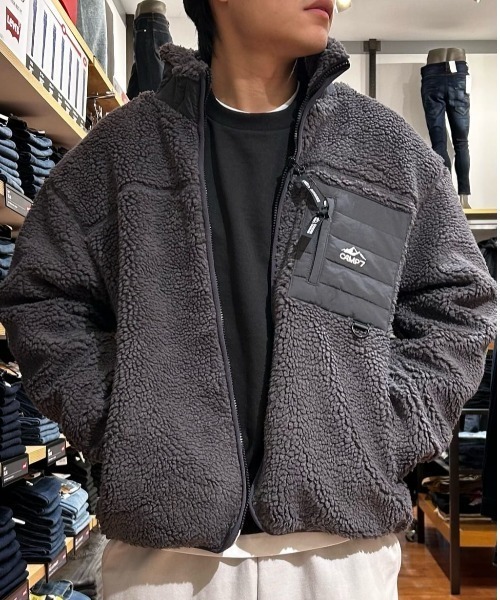 セール】【CAMP7】ボアフルジップスタンドネックブルゾン (ショート丈