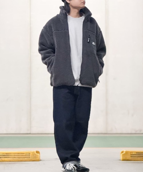 セール】【CAMP7】ボアフルジップスタンドネックブルゾン (ショート丈