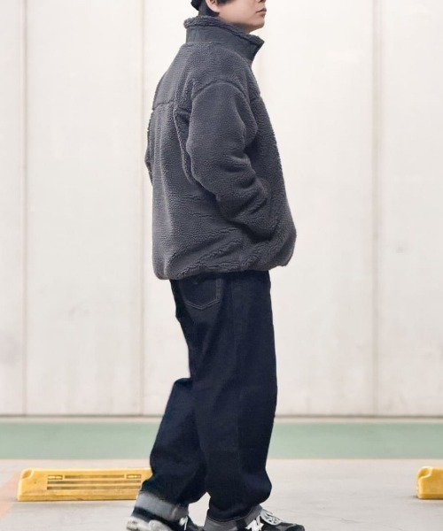 CAMP7】ボアフルジップスタンドネックブルゾン (ショート丈 / 保温性