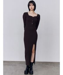 EMODA | フロントボタンリブニットワンピース(ワンピース)