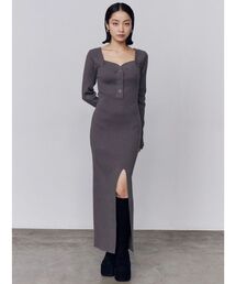 EMODA | フロントボタンリブニットワンピース(ワンピース)