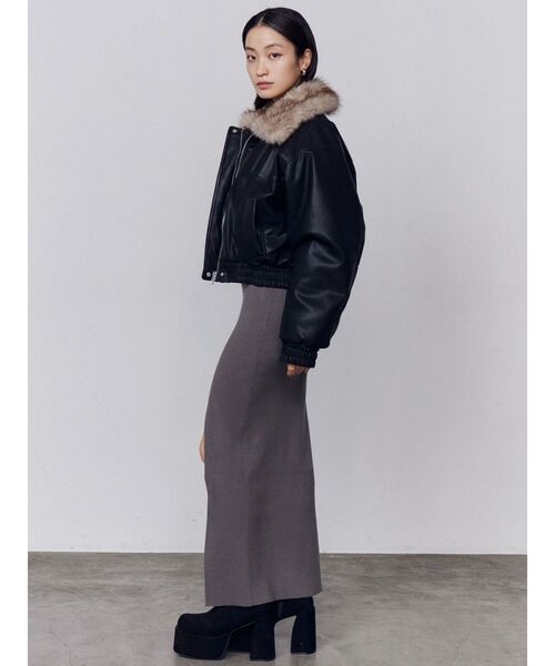 EMODA（エモダ）の「フロントボタンリブニットワンピース（ワンピース・レディース・ブラウン/ブラック/グレー・FREE）」の10枚目の写真