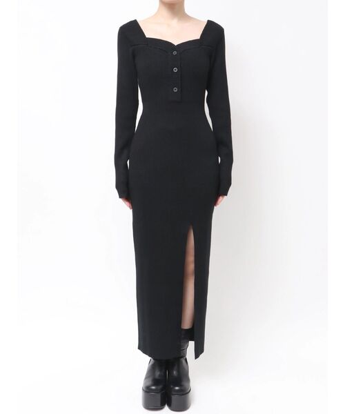 EMODA（エモダ）の「フロントボタンリブニットワンピース（ワンピース・レディース・ブラウン/ブラック/グレー・FREE）」の17枚目の写真