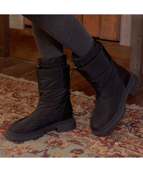 SHOEHI(シューハイ)の「カルテパディングストリングミドルブーツ(2Colors)_B5557(ブーツ・レディース・ブラック/ベージュ・23cm/24cm/24.5cm/25cm/22.5cm/23.5cm)」の2枚目の写真
