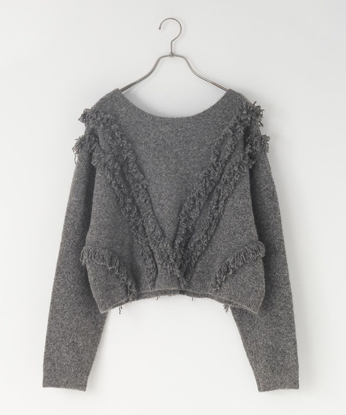 LOWRYS FARM（ローリーズファーム）の「２ＷＡＹフリルフリンジカーディガン　631327（カーディガン/ボレロ・レディース・ピンク/グレー/ベージュ・FREE）」の4枚目の写真