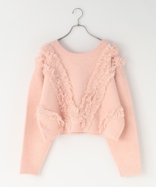 LOWRYS FARM（ローリーズファーム）の「２ＷＡＹフリルフリンジカーディガン　631327（カーディガン/ボレロ・レディース・ピンク/グレー/ベージュ・FREE）」の5枚目の写真