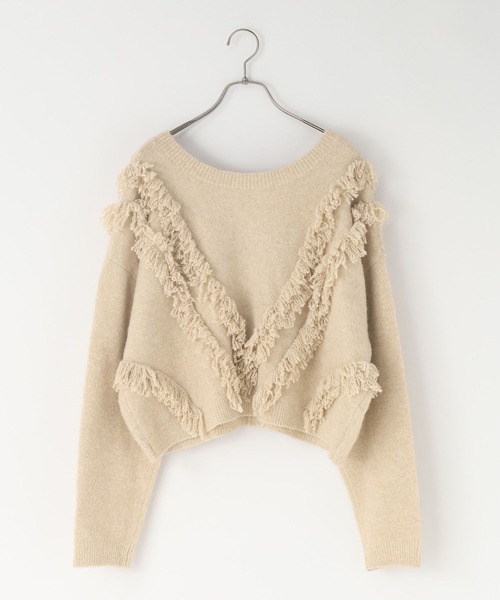 LOWRYS FARM（ローリーズファーム）の「２ＷＡＹフリルフリンジカーディガン　631327（カーディガン/ボレロ・レディース・ピンク/グレー/ベージュ・FREE）」の6枚目の写真