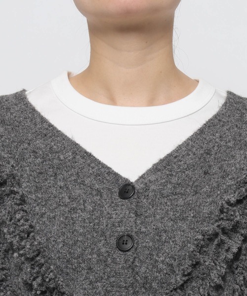 LOWRYS FARM（ローリーズファーム）の「２ＷＡＹフリルフリンジカーディガン　631327（カーディガン/ボレロ・レディース・ピンク/グレー/ベージュ・FREE）」の10枚目の写真