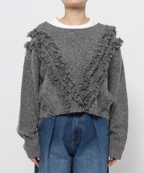 LOWRYS FARM（ローリーズファーム）の「２ＷＡＹフリルフリンジカーディガン　631327（カーディガン/ボレロ・レディース・ピンク/グレー/ベージュ・FREE）」の17枚目の写真