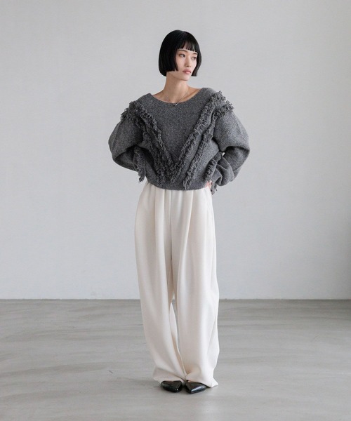 LOWRYS FARM（ローリーズファーム）の「２ＷＡＹフリルフリンジカーディガン　631327（カーディガン/ボレロ・レディース・ピンク/グレー/ベージュ・FREE）」の21枚目の写真