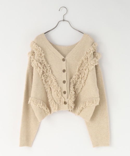 LOWRYS FARM（ローリーズファーム）の「２ＷＡＹフリルフリンジカーディガン　631327（カーディガン/ボレロ・レディース・ピンク/グレー/ベージュ・FREE）」の20枚目の写真