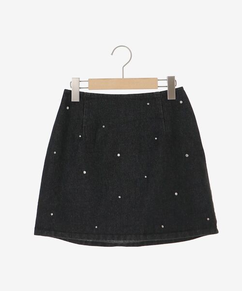 MAJESTIC LEGON(マジェスティックレゴン)の「ビジュー付き台形ミニスカパン(スカート・レディース・アイボリー/サックスブルー/ピンクベージュ/ブラック・MEDIUM)」の15枚目の写真