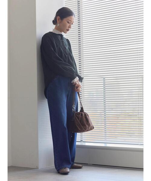 Samansa Mos2 blue（サマンサモスモスブルー）の「切替タックブラウス（シャツ/ブラウス・レディース・オフホワイト/ブラック/シルバーグレー・F）」の21枚目の写真