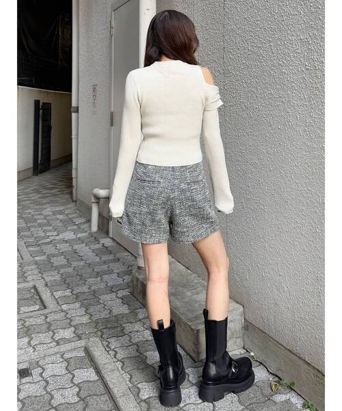 MURUA(ムルーア)の「ワンショルダーZIPニット(ニット/セーター・レディース・グレー/ミント/ブラック/アイボリー・FREE)」の10枚目の写真