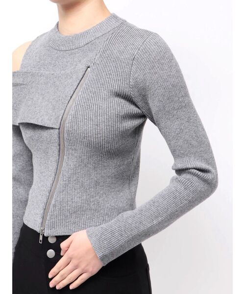 MURUA(ムルーア)の「ワンショルダーZIPニット(ニット/セーター・レディース・グレー/ミント/ブラック/アイボリー・FREE)」の20枚目の写真