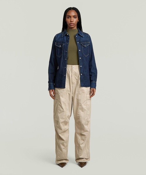 G-STAR(ジースター)の「Elevated Parachute Pants/ミリタリーディテールリラックスワイドカーゴパンツ/パラシュートパンツ(カーゴパンツ・レディース・ベージュ・27inch/24inch/25inch/26inch)」の4枚目の写真