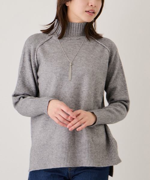 Jayro(ジャイロ)の「リブ切替ハイネックニット(Tシャツ/カットソー・レディース・ベージュ/ミント/ホワイト系その他/ピンク/グレー/ブラック・FREE)」の3枚目の写真